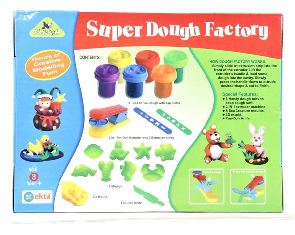 Super Dough Factory Kids Playing Modelling Clay Set, Bonus with 3D Molds (Multicolor)