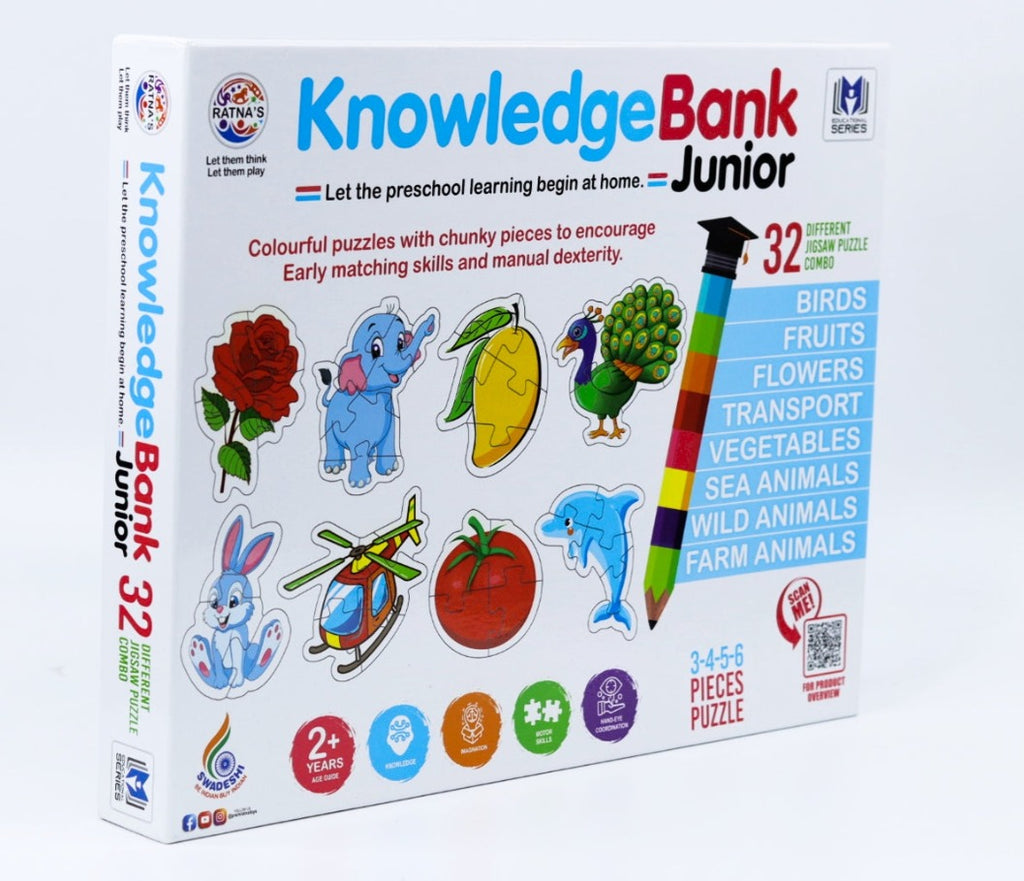 Knowledge Base Puzzle Knowledge Bank Junior | 32 Different Jigsaw Puzzle Combo for Kids 2 ...