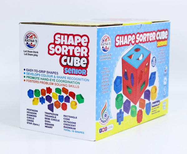 Shape Sorter Cube Senior with 18 Shapes and Different Colors Kids Activity Learning and Educational Toys (Multicolour)