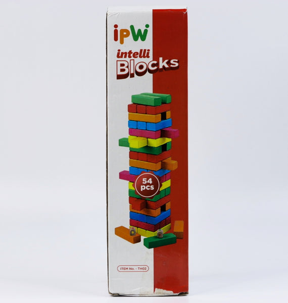 Educational Wooden Blocks Game for Adults and Kids, Hardwood Blocks - 54 pcs , Stacking Tower Game Wooden Jumbling Tower Toys