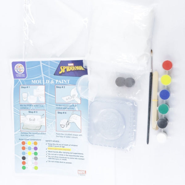 Mould & Paint Spiderman DIY Art & Craft Kit with 4 Moulds can be used as Fridge Magnets & Badges for Kids