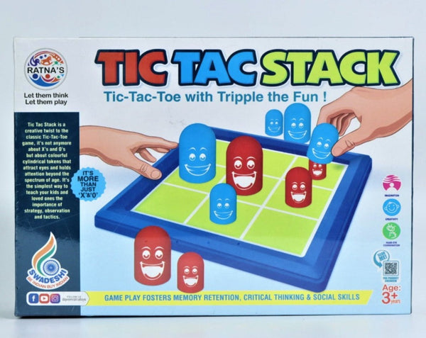 TIC TAC Stack Mind Challenging Strategy Family Board Game for Kids & Adults