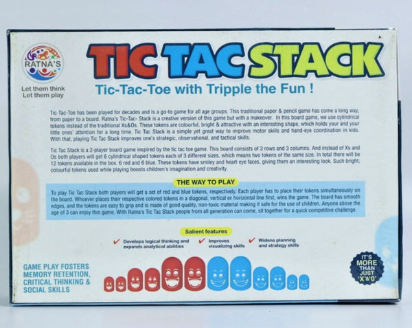 TIC TAC Stack Mind Challenging Strategy Family Board Game for Kids & Adults