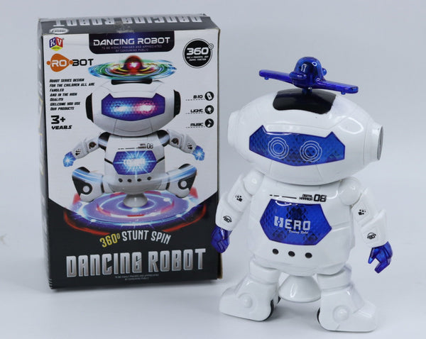 Dancing Robot with 3D Lights and Music, Non Toxic Plastic – White, Science Fiction for kids above 3 years age – Boys and Girls