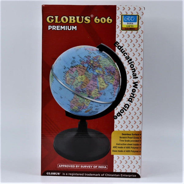 Globus 606- Premium LED- Educational World Globe - 25 cm height, 13.2 cm diameter rotating world polished scratch free globe with strong base strong arch with time scale - Geography, 220 – 250 V AC