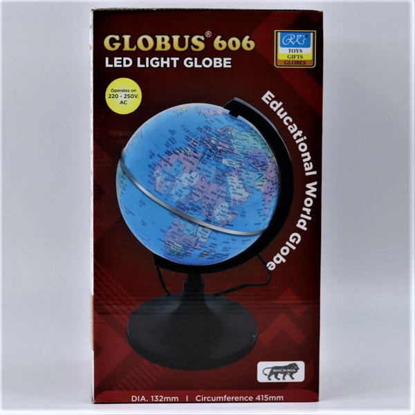 Globus 606- Premium LED- Educational World Globe - 25 cm height, 13.2 cm diameter rotating world polished scratch free globe with strong base strong arch with time scale - Geography, 220 – 250 V AC