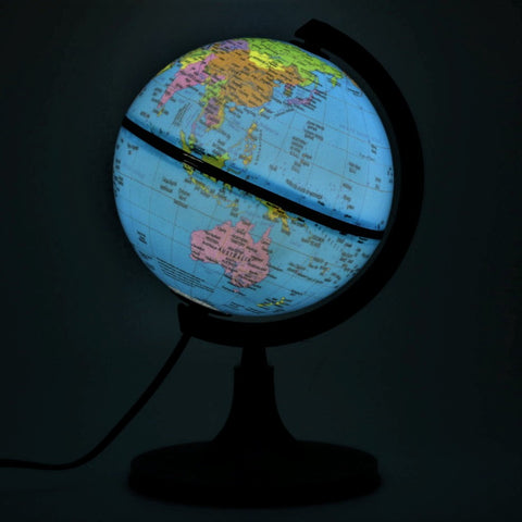 Globus 606- Premium LED- Educational World Globe - 25 cm height, 13.2 cm diameter rotating world polished scratch free globe with strong base strong arch with time scale - Geography, 220 – 250 V AC
