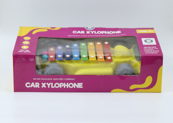 2 in 1 Multicolor Musical Car cum Xylophone Toy with 8 Metal Nodes and 2 Mallets | BIS approved