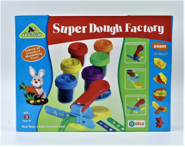 Super Dough Factory Kids Playing Modelling Clay Set, Bonus with 3D Molds (Multicolor)