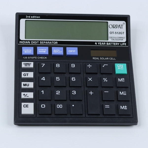 Orpat OT-512GT Calculator 120 Steps Check and Correct Desktop Calculator, Black 12 Digits Large Display Light Weight