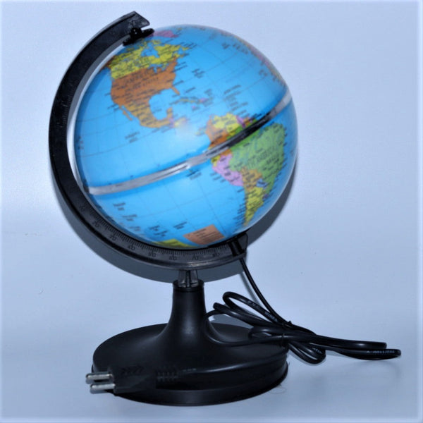 Globus 606- Premium LED- Educational World Globe - 25 cm height, 13.2 cm diameter rotating world polished scratch free globe with strong base strong arch with time scale - Geography, 220 – 250 V AC