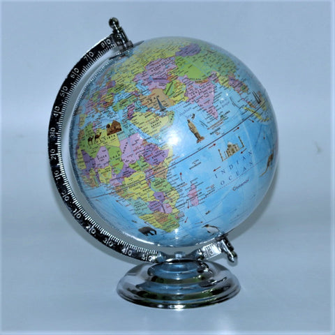 GlobalMax 8” height rotating world polished globe with strong base strong arch Geography