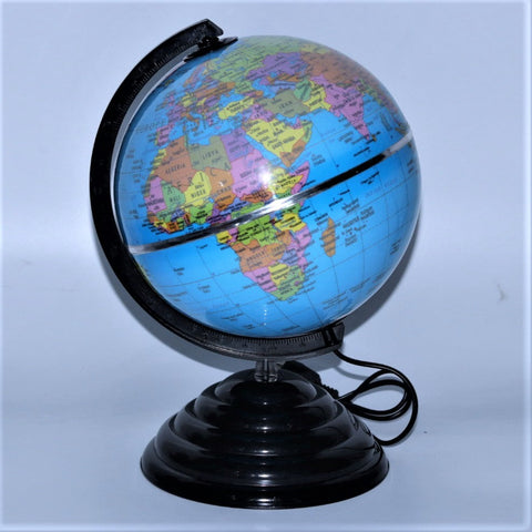 Globus 808- Premium LED- Educational World Globe - 31 cm height, 20.4 cm diameter rotating world polished scratch free globe with strong base strong arch with time scale - Geography, 220 – 250 V AC