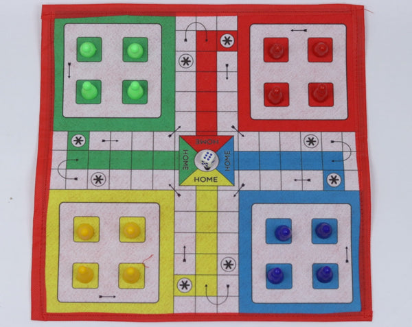 Ludo, Snakes and Ladders play mat 15” x 15” for 2 to 4 players boys girls kids or adults