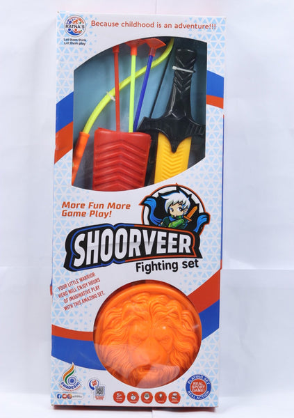Shoorveer Fighting Set Archery Bow and Arrow Target Game | Sword and Shield Set for Kids| Indoor/Outdoor Target and Fighting Set Toy (Multicolor)
