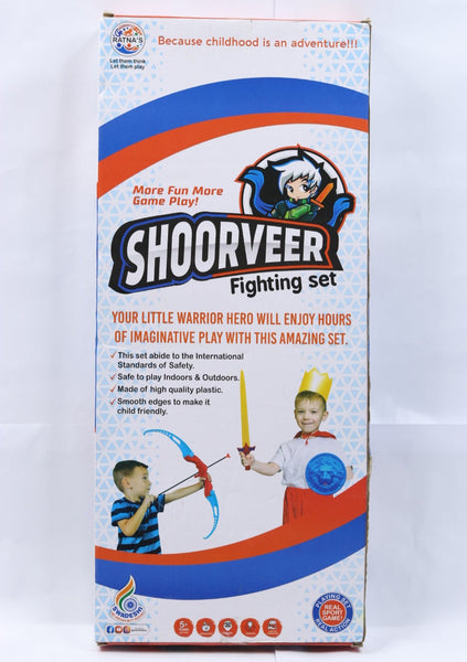 Shoorveer Fighting Set Archery Bow and Arrow Target Game | Sword and Shield Set for Kids| Indoor/Outdoor Target and Fighting Set Toy (Multicolor)