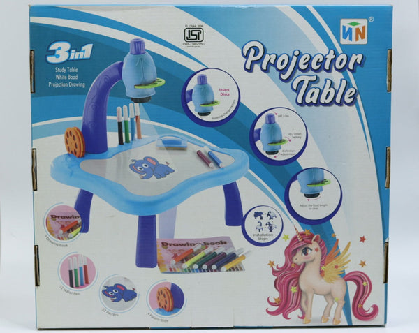 NN Drawing Projector Painting Desk Table with 3 Patterns -12 Colorful Water Pens with Table Lamp for Better Creativity and Education for Kids (Pink)