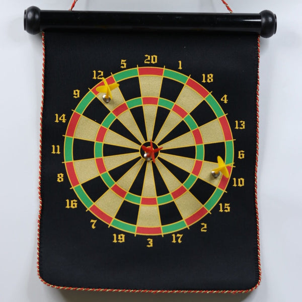 Magnetic Power with Double Faced Portable and Foldable Dart Game with 6 Colorful Non Pointed Darts for Kids, Multicolor, 22.2 cm diameter