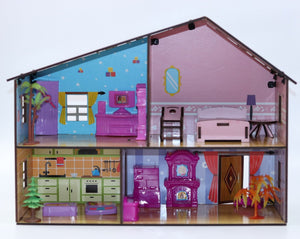 My Sweet Home Wooden Doll House 50 Wooden Pieces for Assembly