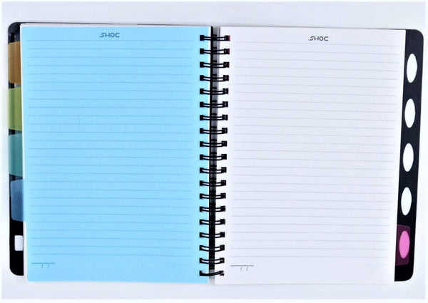 DOMS Spiral Binding 5 Subject Note Book 300 Pages, HI Bright 70 GSM Paper Single Ruled with Pen Holder for School, College and Office