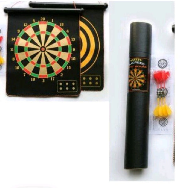 Magnetic Power with Double Faced Portable and Foldable Dart Game with 6 Colorful Non Pointed Darts for Kids, Multicolor, 29.5 cm diameter