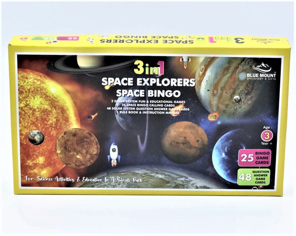 3 in 1 Space Explorers Space Bingo Fun Science Activities and Education in a Single Pack for Kids (Multicolor)