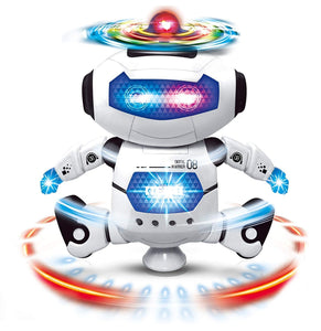 Dancing Robot with 3D Lights and Music, Non Toxic Plastic – White, Science Fiction for kids above 3 years age – Boys and Girls