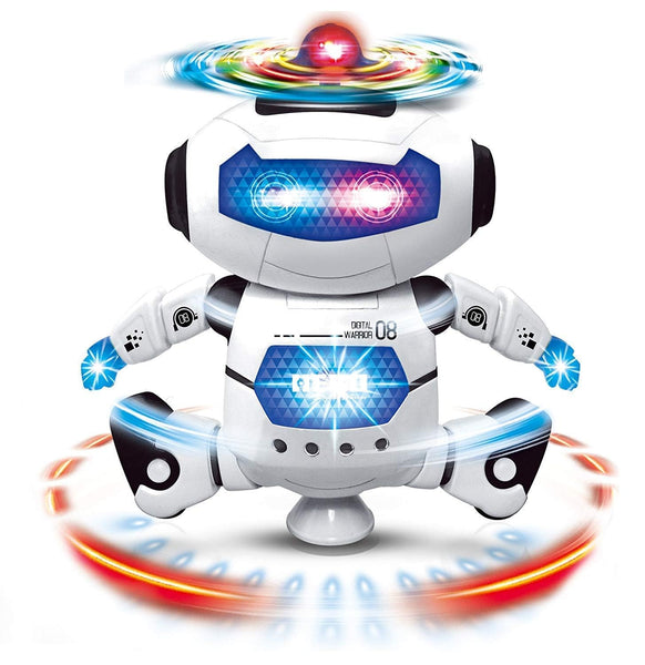 Dancing Robot with 3D Lights and Music, Non Toxic Plastic – White, Science Fiction for kids above 3 years age – Boys and Girls