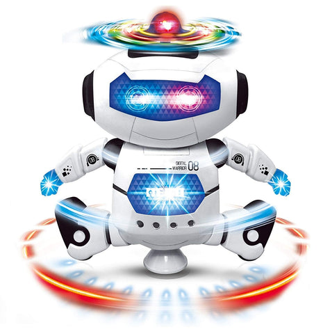 Dancing Robot with 3D Lights and Music, Non Toxic Plastic – White, Science Fiction for kids above 3 years age – Boys and Girls