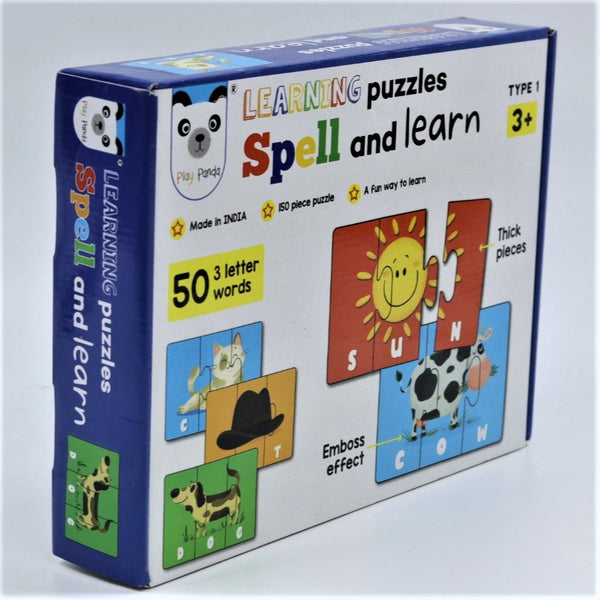 Play Panda Spell & Learn Type 1 – 150 Piece Spelling Puzzle - Learn to Spell 50 Three Letter Words - Beautiful Colorful Pictures