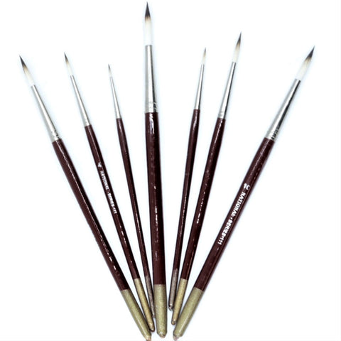 National Artists Paint Brushes – A Set of 7 high quality synthetic soft hair round brushes size - 0 to 12
