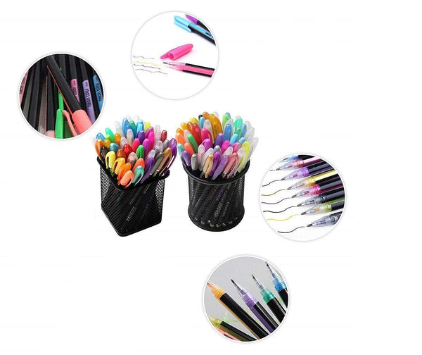 Set of 48 Neon Gel Pens consisting Fluorescent, Metallic, Glitter, and Pastel color pens For DIY Art & Crafts (Sketching, Drawing & Painting Purpose)