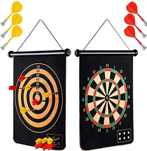 Magnetic Power with Double Faced Portable and Foldable Dart Game with 6 Colorful Non Pointed Darts for Kids, Multicolor, 29.5 cm diameter