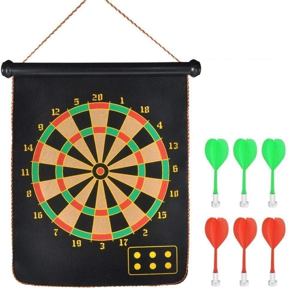 Magnetic Power with Double Faced Portable and Foldable Dart Game with 6 Colorful Non Pointed Darts for Kids, Multicolor, 29.5 cm diameter