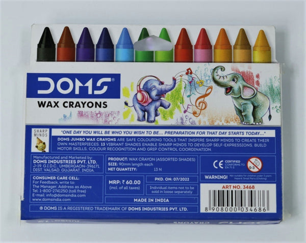 DOMS Jumbo Wax Crayon – 12 Shades, 1 FREE Silver Crayon