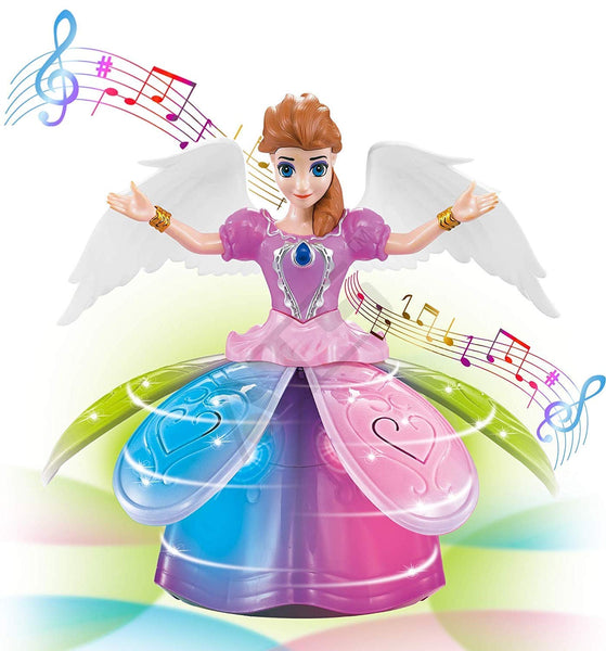 Angel Girl with Light and Music, Dancing Rotating Musical Fairy Princes Angel Doll Toy for Kids (Angel Girl)