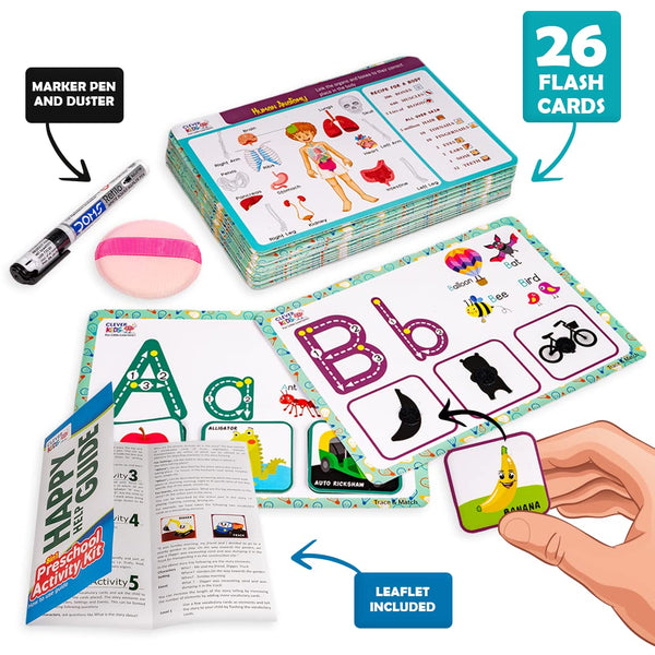 Ratna's 8-in-1 Preschool Activity Kit | Early Learning & Education with 26 Flash Cards and 56 Exciting Activities for Toddlers 18+ Months