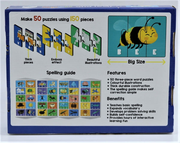 Play Panda Spell & Learn Type 1 – 150 Piece Spelling Puzzle - Learn to Spell 50 Three Letter Words - Beautiful Colorful Pictures