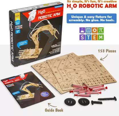 Zhirk H2O Robotic Arm. A Robotic Arm Science toy that Works only on Water (Multicolor) Made of Wood for Boys and Girls