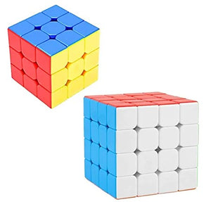 Combo Set of 3X3 & 4X4 Cube High Speed Stickerless Magic Cube Puzzle-Anti Stress for Adults and Kids