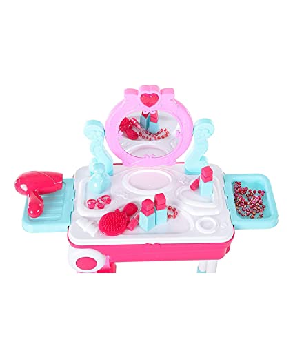 Beauty play set 2 in 1 Fashion Makeup Beauty Set Trolley - Multicolor