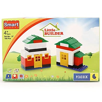 Little Builder Puzzle Blocks Set, 105 Pieces Building Block Game for Little Kids, Educational Creative Interlocking Block for Kids, Improving Skills Blocks-Multi Color