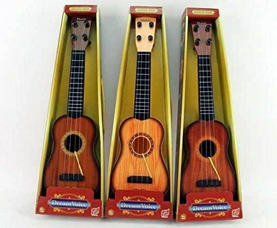 Dream Voice 4 String Acoustic Learning Guitar Toy for Kids, Musical Instrument Educational Guitar Toy for Beginner Kids (Multicolor) (Small)