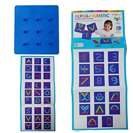 Alpha-Numeric Construction Puzzle Toys for Kids 3 to 5 Years | 28 Piece Puzzles Board | Great Tool for Teaching Alphabets, Letters, Numbers & Common Shapes