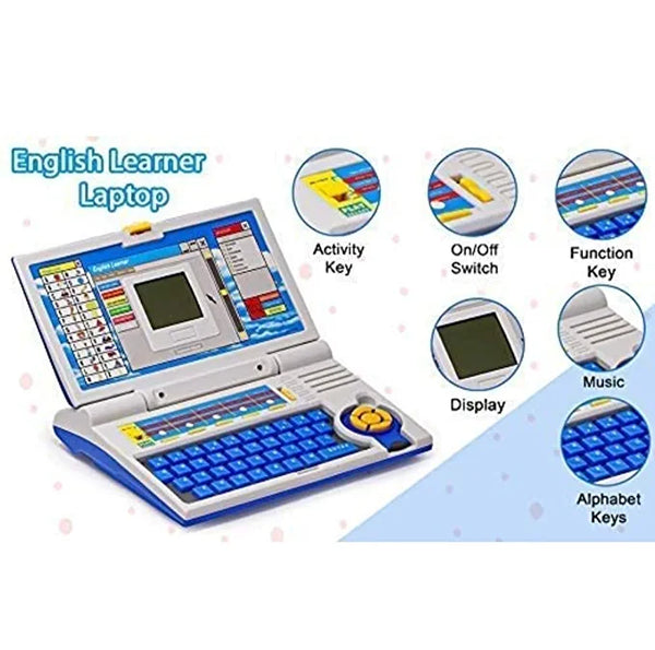 English Learner Laptop/Educational Notebook Computer for Kids above 3 Years - 20 Fun Activity Learning Machine Now Learn Letter, Words, Games, Mathematics, Music, Logic, and Memory Tool