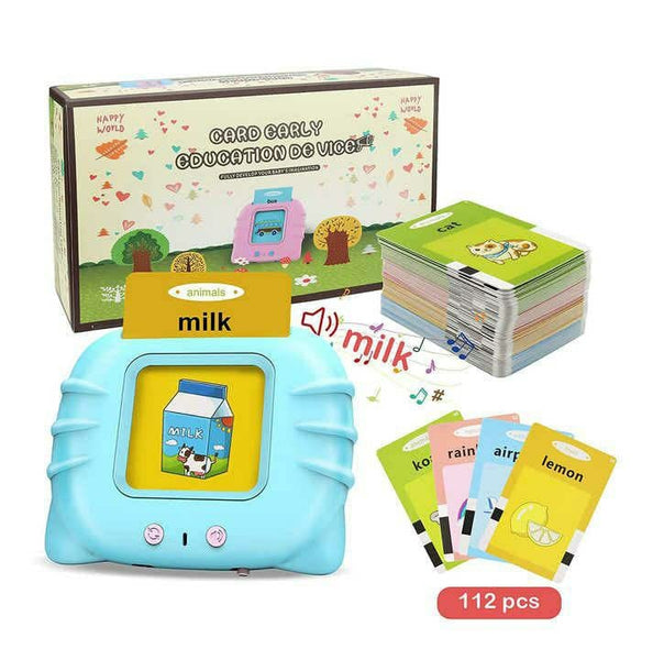 Card Device Early Education Toy for Kids Electronic English Words Reading Flash Cards Toy 112 pcs 224 words Card Random Color