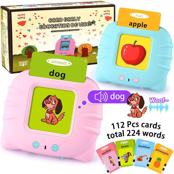 Card Device Early Education Toy for Kids Electronic English Words Reading Flash Cards Toy 112 pcs 224 words Card Random Color