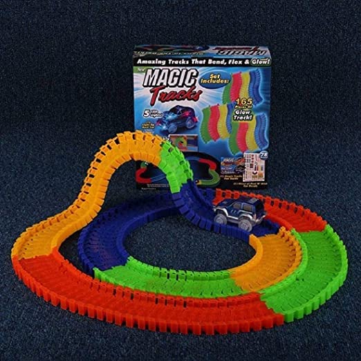 Magic Tracks Toy for Kids Amazing Racetrack | Magic Race car with 220 Bend Flex and Glow Tracks | Plastic Magic 11 Feet Long Flexible Tracks Car Play Set for Kids