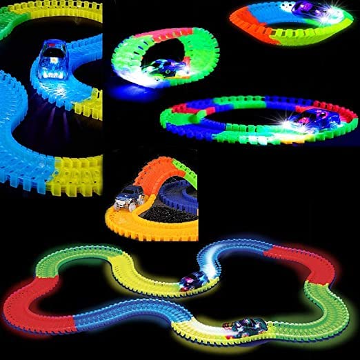 Magic Tracks Toy for Kids Amazing Racetrack | Magic Race car with 220 Bend Flex and Glow Tracks | Plastic Magic 11 Feet Long Flexible Tracks Car Play Set for Kids