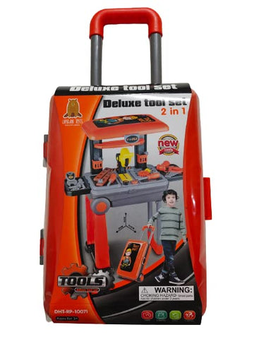 Pretend Play Trolley Type Deluxe Tool Set 2-in-1 for Kids